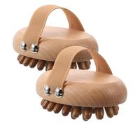 DECOMELODY 2pcs Handheld Meridian Massage Brush Wood Body Scrubber for Muscle Relaxation Scalp Shower Use Lightweight Portable Acupoint Massager Tool for Adults