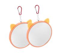 DECOMELODY 2Pcs Hanging Bird Mirrors Bright Color Parrot with Durable Bite Resistant for Budgies Cockatiels Lovebirds Cage Accessories