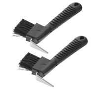 DECOMELODY 2pcs Horse Hoof Pick and Brush Set Portable Plastic Hoof Hook with Anti-slip Handle Essential Grooming Tool for Random Color
