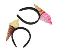 DECOMELODY 2pcs Ice Cream Cone Headbands Cute Elastic Hair Bands for Women and Decorative Cloth Hair Accessories for Face Washing Makeup and Hairstyling Soft and Playful Design in Yellow and