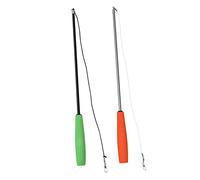 DECOMELODY 2pcs Interactive Cat Teaser Wand with Three Section Flexible Rods for Kitten Exercise and Play DIY Assembly Cat Wand Black Green and Silver Orange Handles