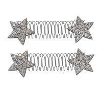 DECOMELODY 2pcs Invisible Rhinestone Star Hairpins for Thick Hair Silver U-shaped Hair Clips Invisible Hairpin Design for Seamless Styling and Secure Hold Special Occasions