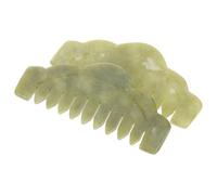 DECOMELODY 2pcs Jade Gua Sha Massage Comb for Scalp and Facial Care Handheld Jade Combs with Gentle Teeth for Stimulating Circulation Acupressure and Relaxation Stylish Green Shades for Women