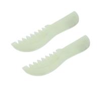 DECOMELODY 2pcs Jade Scalp Massage Comb Natural Jade Gua Sha Tool for Relaxing Head Massage Enhancing Skincare Absorption Portable Lightweight Design for Travel and Home Use