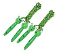 DECOMELODY 2PCS Jump Ropes with Wood Handles Cartoon Frog Pattern Outdoor Skipping Ropes for Students Fitness Exercise Tool Fun Sports Activity