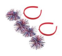DECOMELODY 2pcs Lightweight Independence Day Party Headbands with Tassel Pom Balls Patriotic Cosplay Headdress for Women and Festival Hairbands for July Celebration and Costume Parties