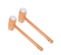 DECOMELODY 2pcs Meat Tenderizer Tool Dual-Sided Aluminum Caps Beech Wood Mallet Kitchen Hammer for Tenderizing Steak Chicken Beef Pork Comfortable Grip Natural Wood Design