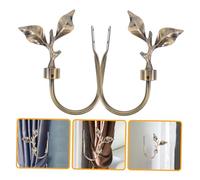 DECOMELODY 2pcs Metal Curtain Tiebacks Wall Mount Leaf Shaped Holdbacks No Drilling Required Finish Decorative Curtain Hooks for Drapes Window Decor