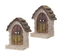 DECOMELODY 2pcs Mini Fairy Door for Garden and Dollhouse Fade-resistant Miniature Wooden House Gate for Tree Trunk Decoration Creative Fairy Tale Craft Accessory for Parties and Christmas