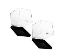 DECOMELODY 2pcs Mini Storage Box Clear Plastic Rock Display Case with Black Base Scratch-resistant Cube Organizer for Mineral Specimens and Jewelry Collection