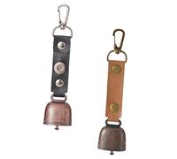 DECOMELODY 2Pcs Outdoor Camping Alarm Bells with Hiking Buckles Loud Sound Hanging Bells for Hiking Pet Safety and Animal Alert Durable Lost Accessories in Black and Caramel