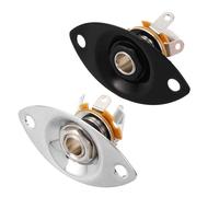 DECOMELODY 2pcs Oval Guitar Jack Socket Plate Parts Electric Guitar Input Output Plug Replacement Silver Black for Audio and Versatile Use