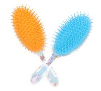 DECOMELODY 2pcs Oval Plastic Paddle Hair Comb Airbag Massage Brush for Women and Children Unicorn Pink and Rainbow Cloud Glitter Suitable for Wet and Dry Hair Styling