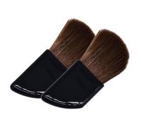 DECOMELODY 2pcs Portable Foundation Blush Brushes with Angled Handle Soft Natural Bristles Makeup Applicators for Powder Cream Liquid Cosmetics Compact Travel-friendly Cosmetic Tools for Face