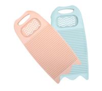 DECOMELODY 2pcs Portable Plastic Washboard for Hand Washing Clothes with Built Soap Holder Ergonomic Lightweight Scrubboard for Household Laundry Non-slip Design in Pink and Light Blue