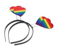 DECOMELODY 2pcs Rainbow Heart Headband Flexible Wear Resistant Hair Hoop for Women Men Firm Fit Costume Accessory for Pride Month Birthday Cosplay Party Decorations