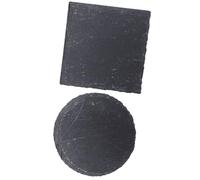 DECOMELODY 2pcs Reptile Turtle Basking Platform and Feeding Dish Set, Sturdy Stone Slab with 10x10cm Rectangular and Round Turtle Rocks, Decorative Tortoise Terrarium Supplies for Aquarium Use