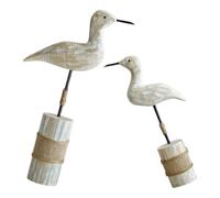 DECOMELODY 2pcs Rustic Wooden Sea Bird Figurine Hand-carved Shore Bird Statues with Wood Base Coastal Tabletop Decor for Lake House Nautical Beach Style Ornament Ocean-themed Home Accent