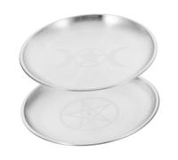 DECOMELODY 2pcs Shamanic Metal Trinket Ring Tray Fireproof Iron Candle Holder Bowl Decorative Tealight Plate for Witchcraft Wiccan Rituals Tarot Supplies Home Accessories