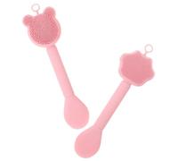 DECOMELODY 2pcs Silicone Facial Mask Applicator Brush and Face Scrubber Dual-use Pink Manual Facial Cleansing Brush for Gentle Pore Cleansing and Skincare Application