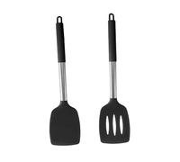 DECOMELODY 2Pcs Silicone Kitchen Wok with Ergonomic Handles Non-Stick Heat Resistant Turner Cooking Utensils for Stirring Turning and Frying in Home and Restaurant Use
