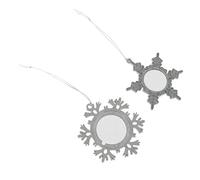 DECOMELODY 2Pcs Silver Snowflake Photo Frame Pendants Decorative Jewelry Charms DIY Necklace Accessories for Christmas Holiday Crafting and Gift