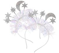 DECOMELODY 2Pcs Silver Star Moon Headbands Valentine’S Day Party Hair Accessories for Adults Moon Star Hair Hoops Festive Decor Supplies