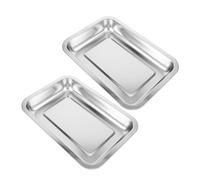 DECOMELODY 2pcs Small Cat Litter Box Stainless Steel 304 Open Metal Litter Tray 20x27x4.8cm Kitten Toilet Travel Pet Pan