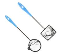 DECOMELODY 2pcs Small Extendable Fish Tank Nets with Adjustable Telescopic Handles, Circular and Square Removable Mesh Scoopers for Aquarium and Pond Fish Catching