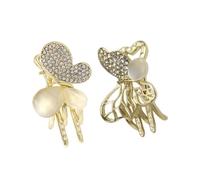 DECOMELODY 2pcs Small Opal Butterfly Hair Claw Clips Elegant Floral Design with Pearl and Rhinestone Accents Secure Small Jaw Clips for Women for Parties and Daily Styling