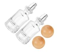 DECOMELODY 2pcs Small Refillable Perfume Bottles with Walnut Wood Cap Glass Essential Oil Containers for Travel Corrosion-resistant Cosmetic Spray Bottles Elegant and Portable