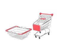 DECOMELODY 2pcs Stainless Steel Mesh Snack Holder Fried Food Tray Mini Shopping Trolley Design Food Basket for Kitchen Serving Picnic Wedding Random Color Random Color