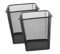 DECOMELODY 2pcs Sturdy Metal Mesh Waste Bins Hollow Square Design Kitchen Garbage Cans Office Desk Trash Containers for Home Bedroom and Dorm