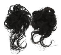 DECOMELODY 2pcs Synthetic Curly Messy Bun Hair Pieces with Elastic Bands Volumizing Hair Extensions for Women Wear Updo Hairpiece for Weddings Proms Office and Casual Use