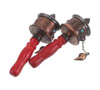 DECOMELODY 2pcs Tibetan Prayer Wheel with Ergonomic Wooden Handle, Red Portable Handheld Prayer Wheel for Meditation and Religious Gatherings, Traditional Buddhist Spiritual Decor
