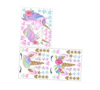 DECOMELODY 2pcs Unicorn-Shaped Self-Adhesive Wall Stickers Decals for Bedroom Nursery Home Decor with Stars and Hearts Patterns