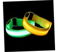 DECOMELODY 2Pcs USB Rechargeable LED Reflective Sports Bracelet Adjustable Lightweight Night Running Wristband for Cycling Walking Hiking Safety with Glowing Visibility Yellow Green