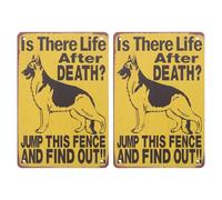 DECOMELODY 2pcs Vintage Iron Dog Warning Sign for Garden, Retro Metal Beware of Dog Warning Plaque, Unframed Outdoor Yard Safety Decoration