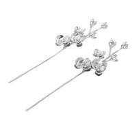 DECOMELODY 2pcs Vintage Orchid Hair Chopsticks Elegant Chinese Style Flower Hairpin Stick for Women Unique Retro Floral Jewelry Design Modern Traditional Hairstyling Accessories