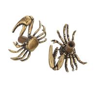 DECOMELODY 2pcs Vintage Solid Brass Crab Drawer Knobs with Large Claws Nautical Animal Cabinet Pulls for Kitchen Wardrobe Dresser Decorative Hardware