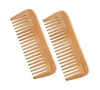 DECOMELODY 2pcs Wide Tooth Wooden Massage Comb Anti-static Thick Solid Wood Hair Combs for Women and Portable Styling Tool for Curly Straight and All Hair Types