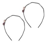 DECOMELODY 2pcs Women’S Zig Decorative Headbands with Double Ball Design, Black/Grey Wine Red Color, Non-Slip Hair Accessories for Daily Fashion and ’ Styling
