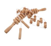 DECOMELODY 2pcs Wood Massage Roller Stick Manual Operation Deep Tissue Massager for Neck Back Legs with Ergonomic Curved Design for Muscle Relief and Portable Hanging Rope