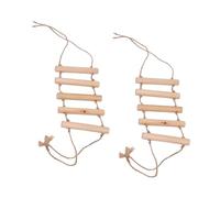 DECOMELODY 2pcs Wooden Parrot Climbing Stair Swing for Caged Birds Safe Pet Ladder for Budgie Exercise and Interactive Play Encourages Balance and Coordination
