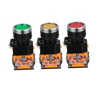 DECOMELODY 3 Pcs 22mm Momentary Push Button Switches Panel Cutout Self-reset Red Green Yellow Caps for Electrical Control