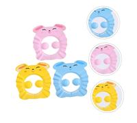 DECOMELODY 3 Pcs Adjustable EVA Bathing Cap with Drainage Brim Thickened Cartoon Shampoo Hat for Boys Comfortable Shower Protection