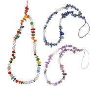 DECOMELODY 3 Pcs Phone Charm String with Stones and Artificial Pearls Beaded Phone Bracelet Straps and Lost Wrist Lanyards Multifunctional Accessories