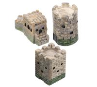 DECOMELODY 3 Pcs Resin Micro Landscape Models Sand Table Decorations Featuring Chinese Great Wall Round Fortress and European Round Square Castles for Garden Miniature Displays