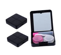 DECOMELODY 3 Sets Portable Case with Mirror Leak Travel Storage Box for Contacts Lens Compact DIY Holder Kit for Outdoor and Daily Use Black