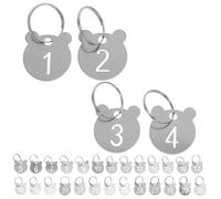 DECOMELODY 30pcs Locker Number Tag Keychain Metal Tags for Labeling Key Labels Metal Number Label Stainless Steel Numbered Stainless Steel Pendant Id Key Silver